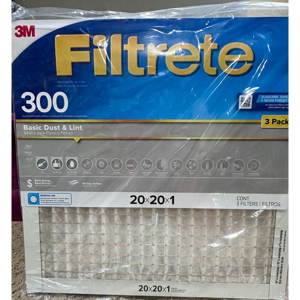 Filtrete Basic Dust and Lint Air Filter 300 3 pack never opened